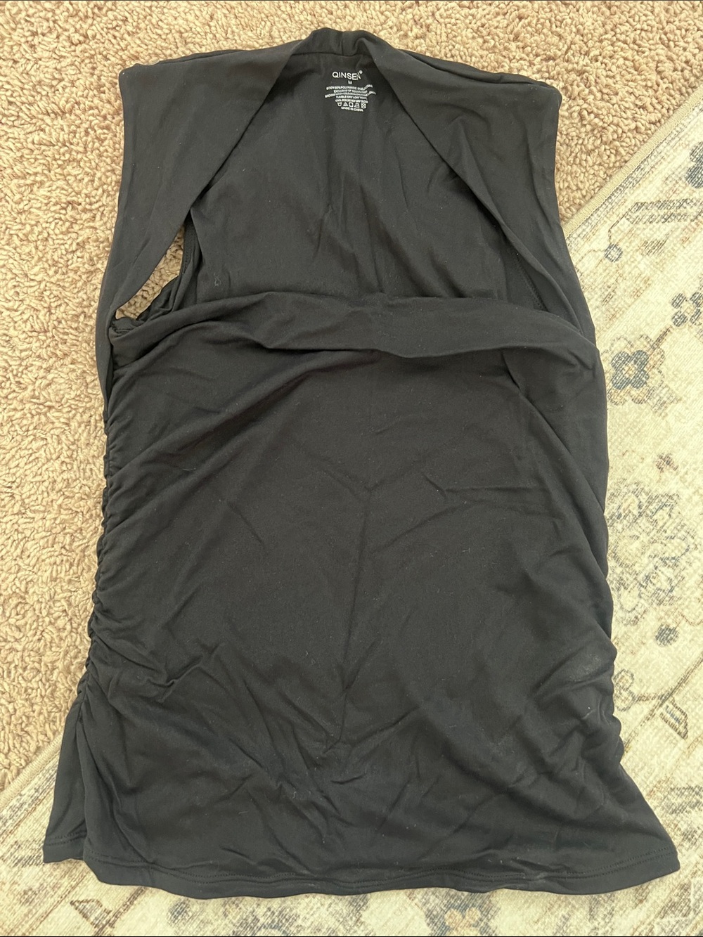 Qinsen Black Women’s  Top